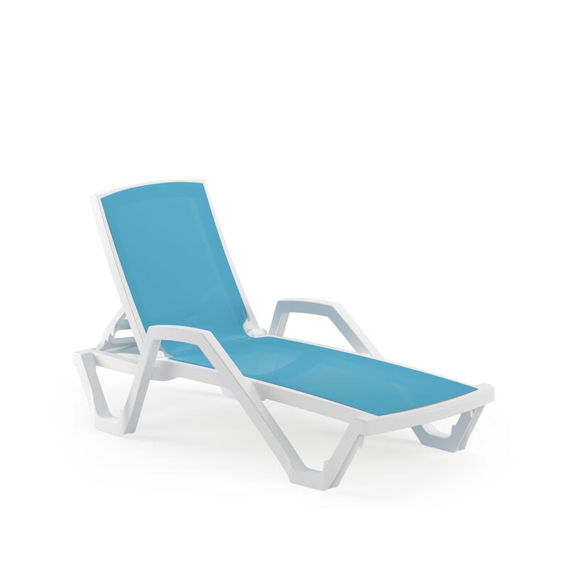 Tilia MARE SUNBED WITH ARMREST IVORY WHITE-BLUE TURQUOIS