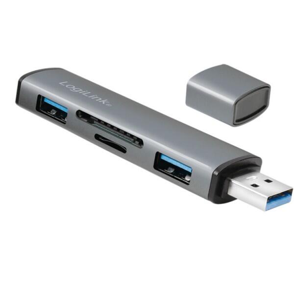 LOGILINK UA0394 USB 3.2 Gen2 2-port Hub with Card Readers