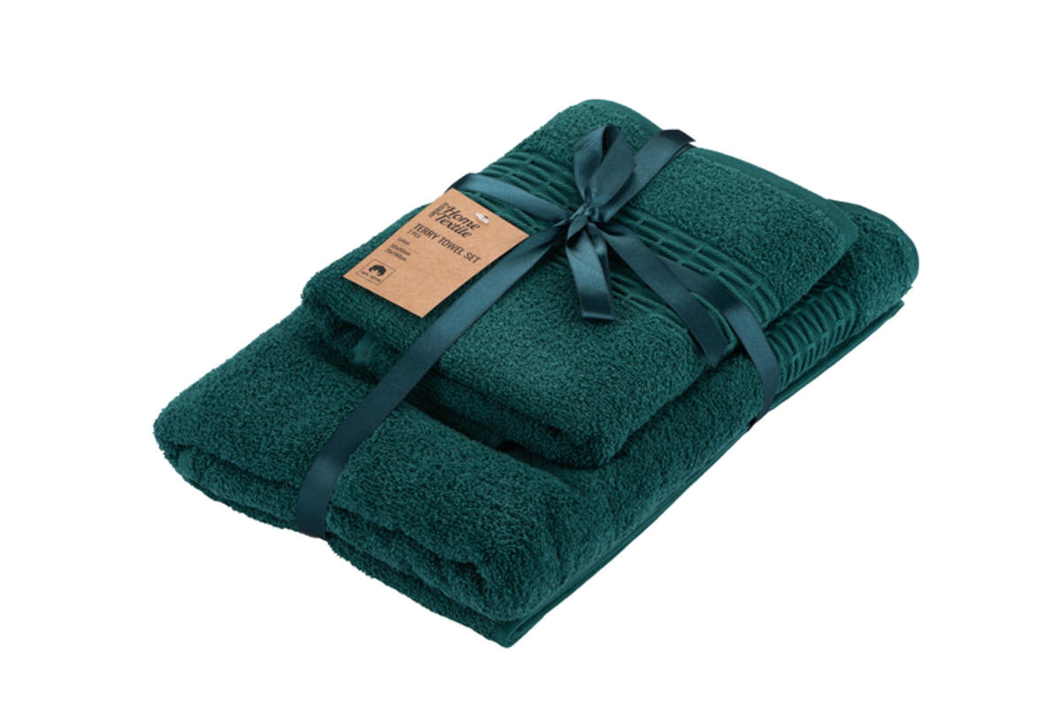 ARDESTO Terry towel Set Lotus, 2 pcs, Dark Green ART2357EM