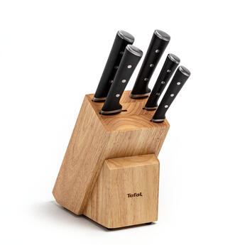 TEFAL Ice force 5 slots wooden block with 5 knives K232S574