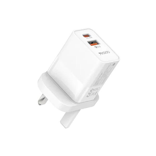 YESIDO YC32 Dual Ports Multifunction Portable Wall USB And PD Type-C Max 20W Charger & Adapter