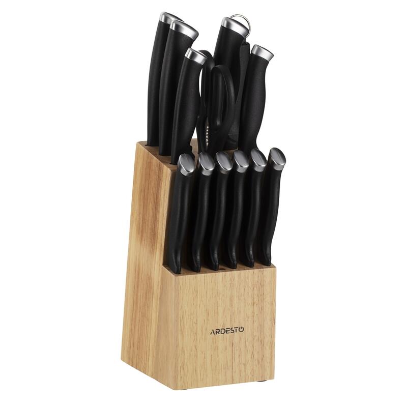 Ardesto Knife set Gemini Gourmet 14 pcs, s/s, plastic, block: rubber wood