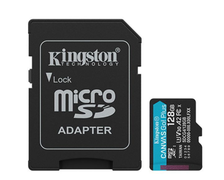 KINGSTON SDCG4/128GB Gen4 200MB/s A2 U3 V30 Card + ADP