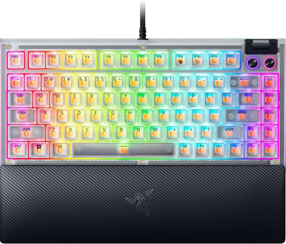 Razer Keyboard BlackWidow V4 75% RGB 83key Mechanical Tactile Switch GEN-3, USB-A, EN, Phantom White Ed. / RZ03-05003500-R3M1