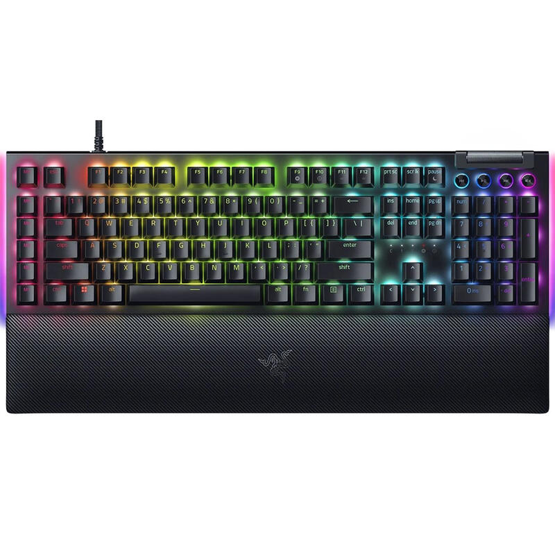 Razer Keyboard mechanical BlackWidow V4, 114key, Yellow Switch, USB-A, EN/RU, RGB, black / RZ03-04692500-R3R1